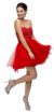Strapless Beaded Lace Mesh Short Homecoming Party Dress in Red